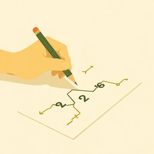 Ilustração do teste Teste de Trilhas, Parte B, com alternância entre números e letras